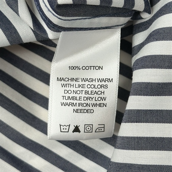 Foxcroft NYC Heritage Non Iron Grey and White Striped Button Down Shirt Size 12 - Picture 8 of 10